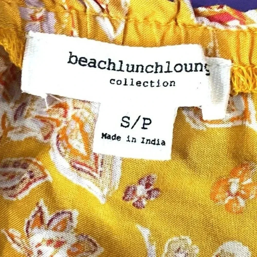BEACH LUNCH LOUNGE Women Sleeveless Pullover Orange Floral Shirt Petite Small - Picture 7 of 9
